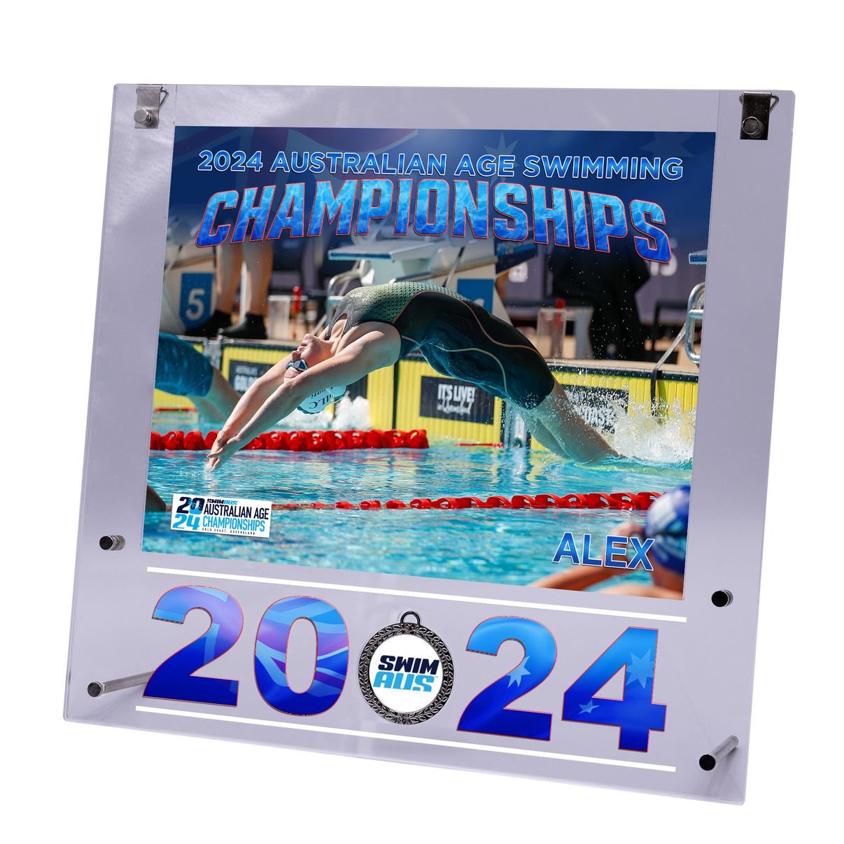 2024 Australian Age Championships Large Acrylic Frame POST ONLY Medal