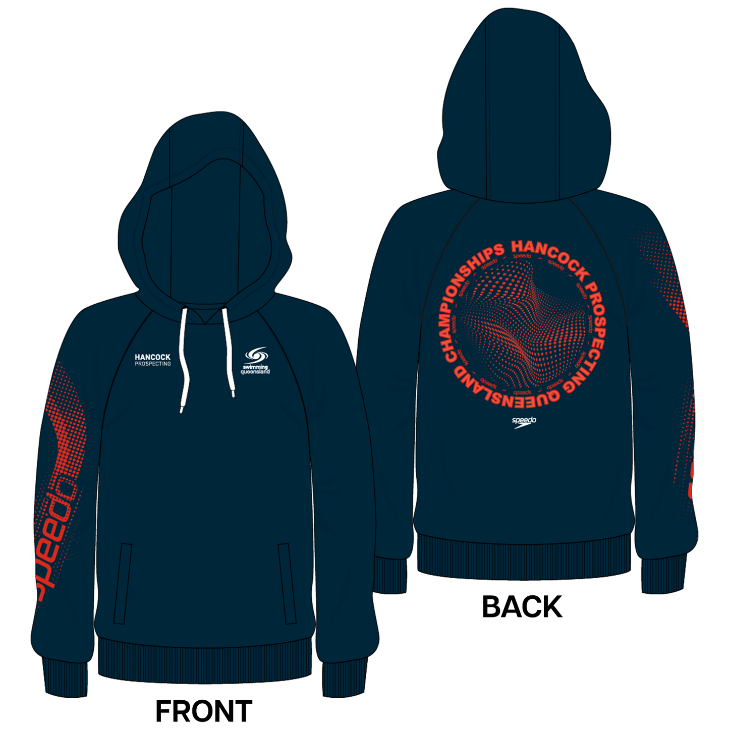 Swimming QLD State Champs - Speedo Navy/Orange Hoodie