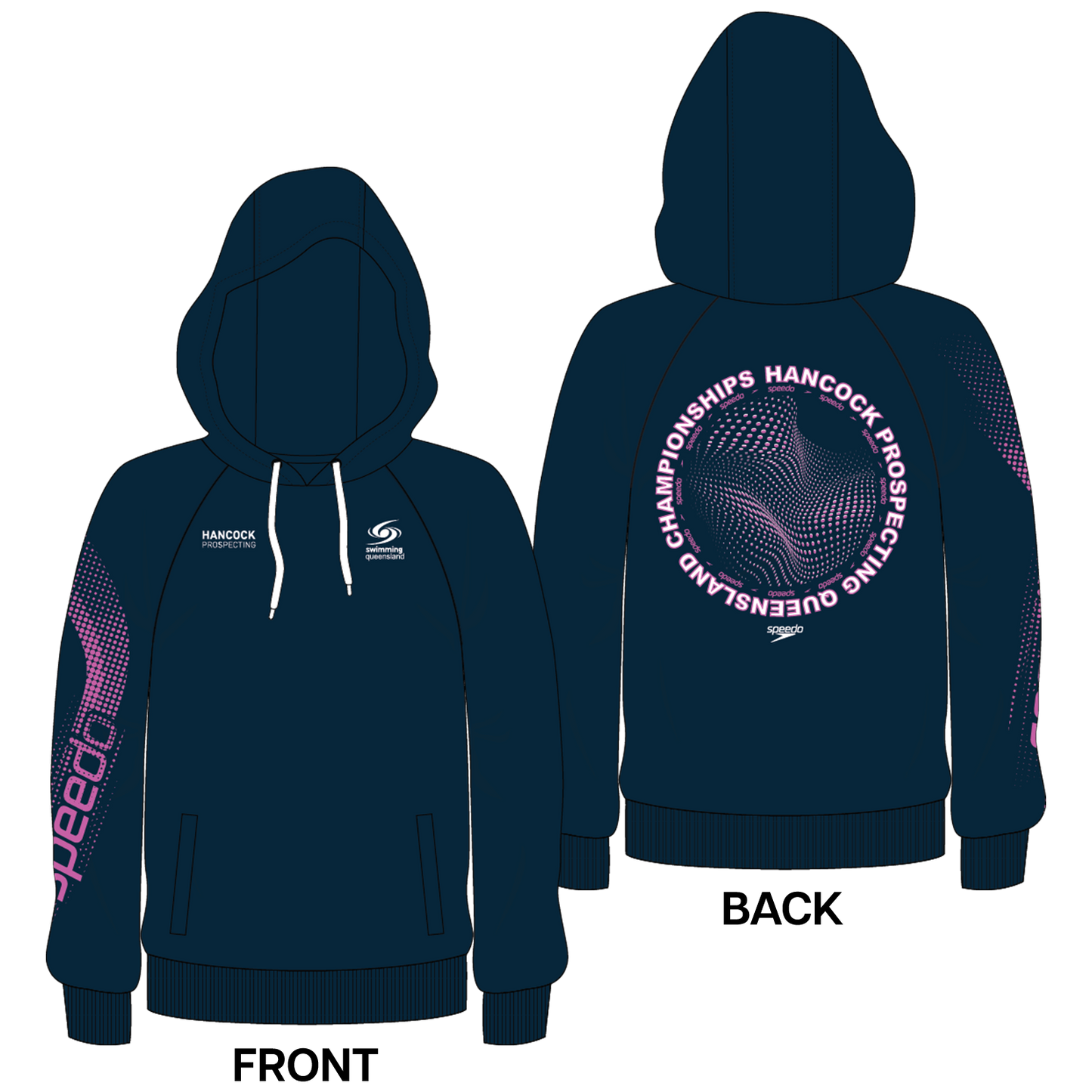 Swimming QLD State Champs - Speedo Navy/Pink Hoodie